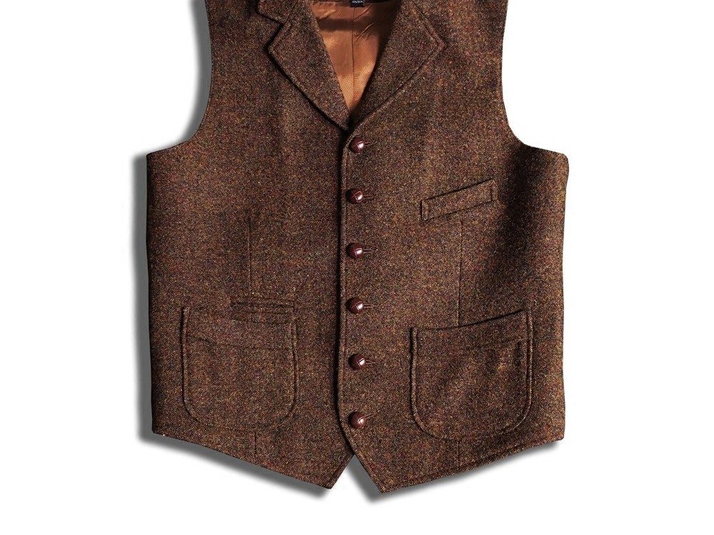 Brown nep tweed waistcoat