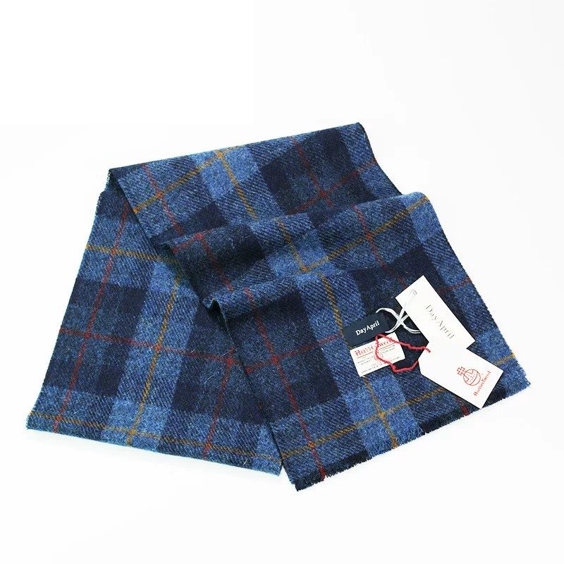 Tweed wool plaid scarf